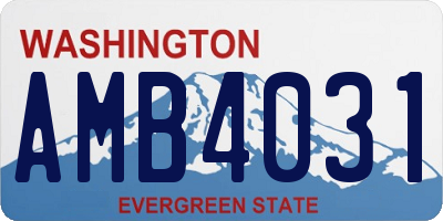 WA license plate AMB4031