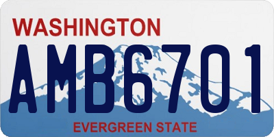 WA license plate AMB6701