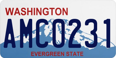 WA license plate AMC0231