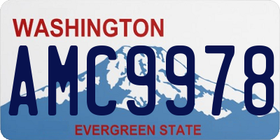 WA license plate AMC9978