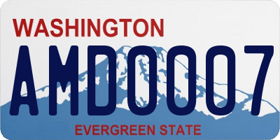 WA license plate AMD0007