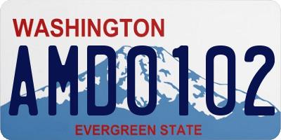 WA license plate AMD0102