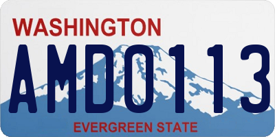 WA license plate AMD0113