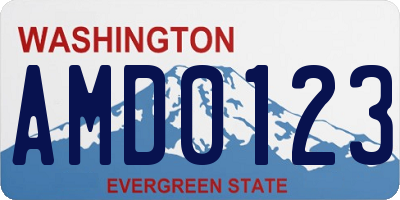WA license plate AMD0123