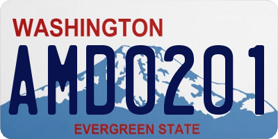 WA license plate AMD0201