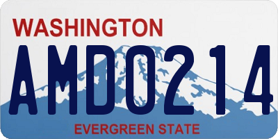 WA license plate AMD0214