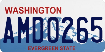 WA license plate AMD0265