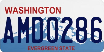 WA license plate AMD0286