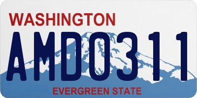WA license plate AMD0311