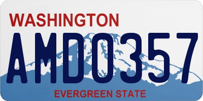 WA license plate AMD0357