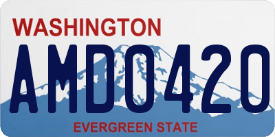 WA license plate AMD0420