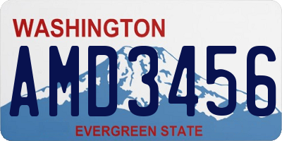 WA license plate AMD3456