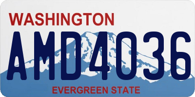 WA license plate AMD4036