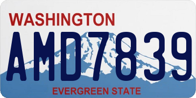 WA license plate AMD7839