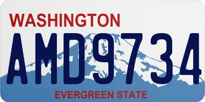 WA license plate AMD9734