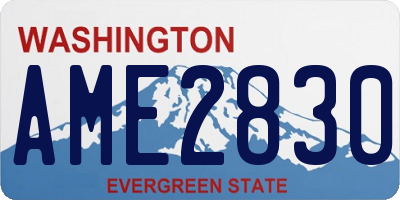 WA license plate AME2830
