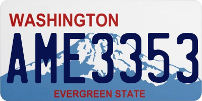 WA license plate AME3353