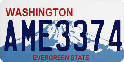 WA license plate AME3374