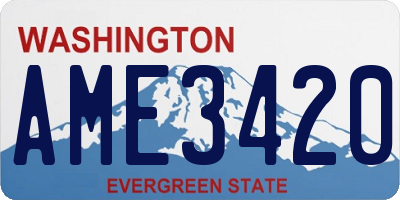 WA license plate AME3420