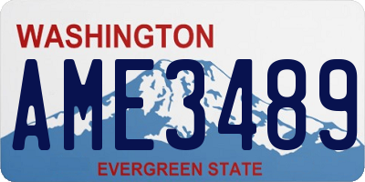 WA license plate AME3489