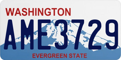 WA license plate AME3729