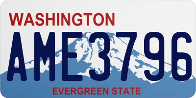 WA license plate AME3796