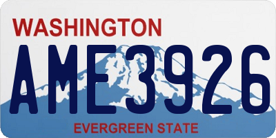 WA license plate AME3926