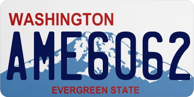 WA license plate AME6062