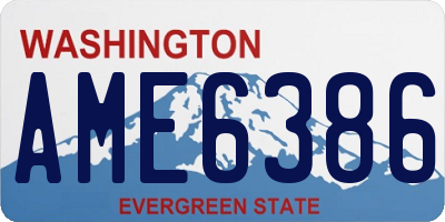 WA license plate AME6386