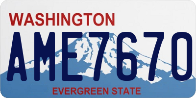 WA license plate AME7670