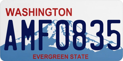 WA license plate AMF0835