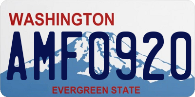 WA license plate AMF0920