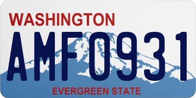 WA license plate AMF0931