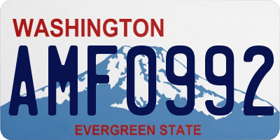 WA license plate AMF0992