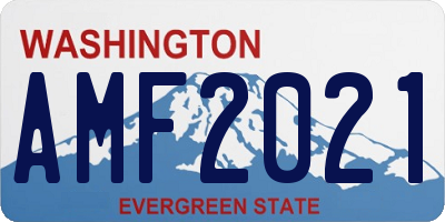 WA license plate AMF2021
