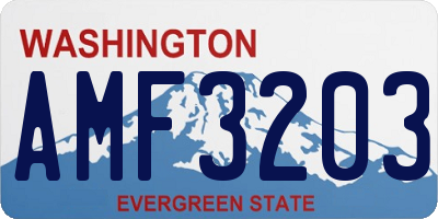 WA license plate AMF3203