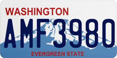WA license plate AMF3980