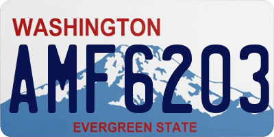 WA license plate AMF6203