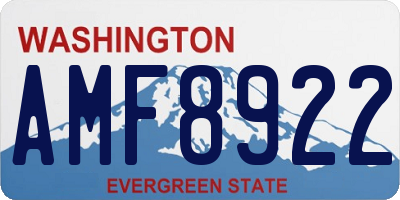 WA license plate AMF8922