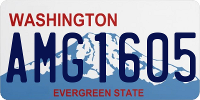 WA license plate AMG1605