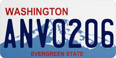 WA license plate ANV0206