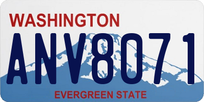 WA license plate ANV8071