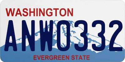 WA license plate ANW0332