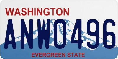 WA license plate ANW0496