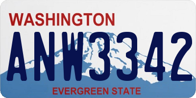 WA license plate ANW3342