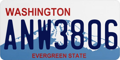 WA license plate ANW3806