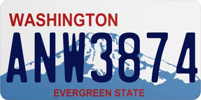 WA license plate ANW3874