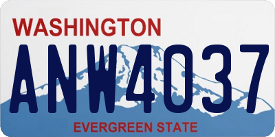 WA license plate ANW4037