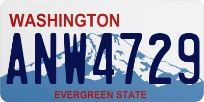 WA license plate ANW4729
