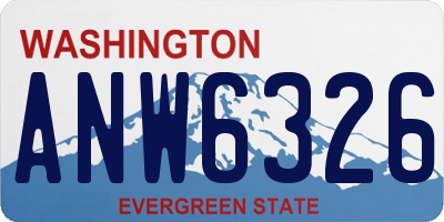 WA license plate ANW6326